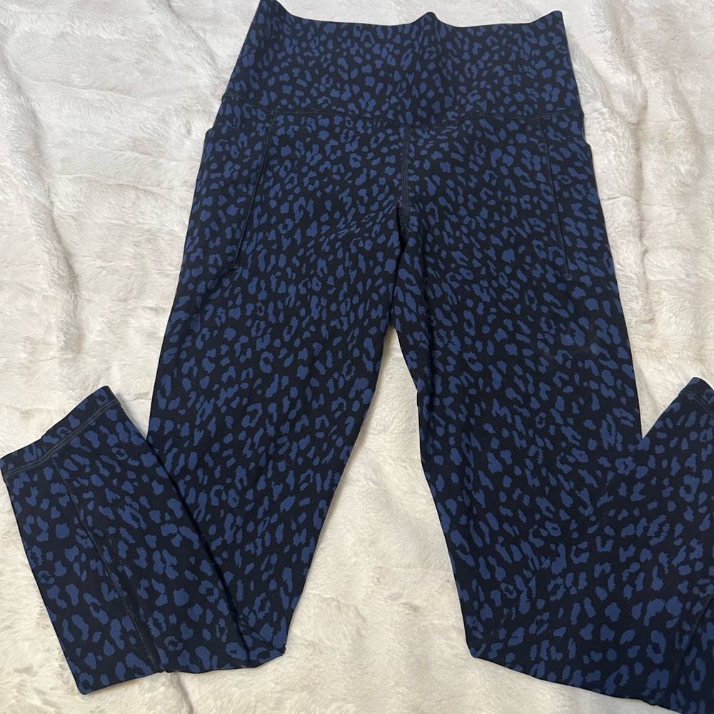 Athleta women’s size small leopard print (blue and black) high rise activewear
